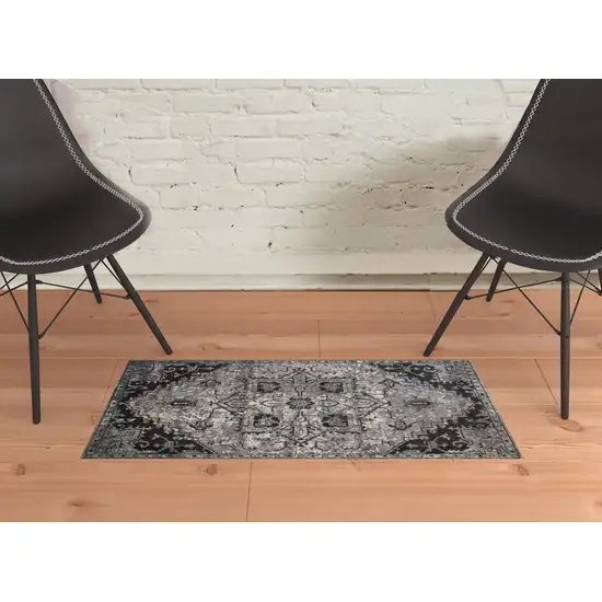 Gray Medallion Power Loom Area Rug Photo 4