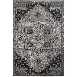 Photo of Gray Medallion Power Loom Area Rug