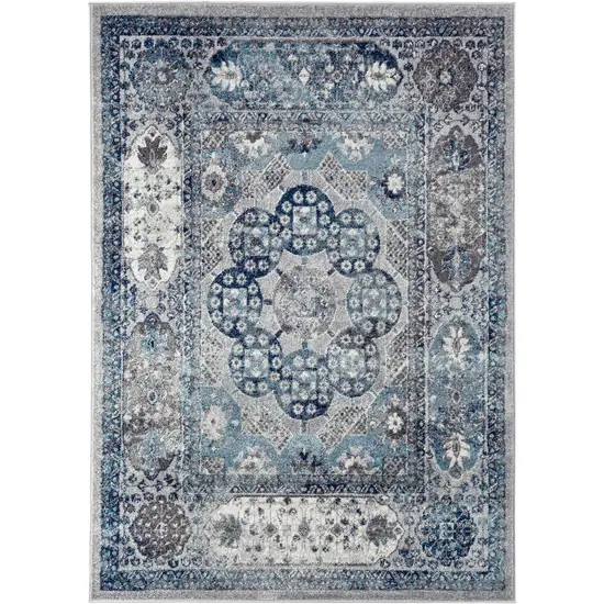 Gray Medallion Power Loom Area Rug Photo 1