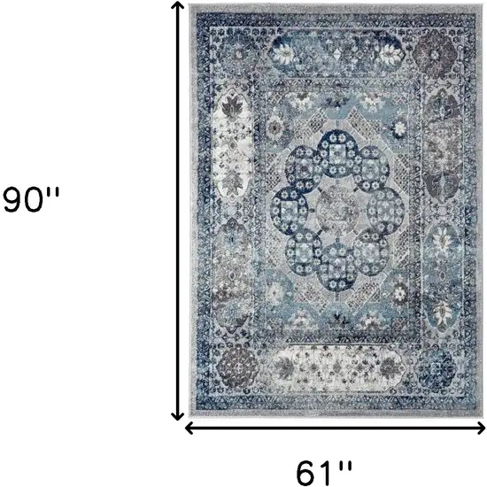 Gray Medallion Power Loom Area Rug Photo 5