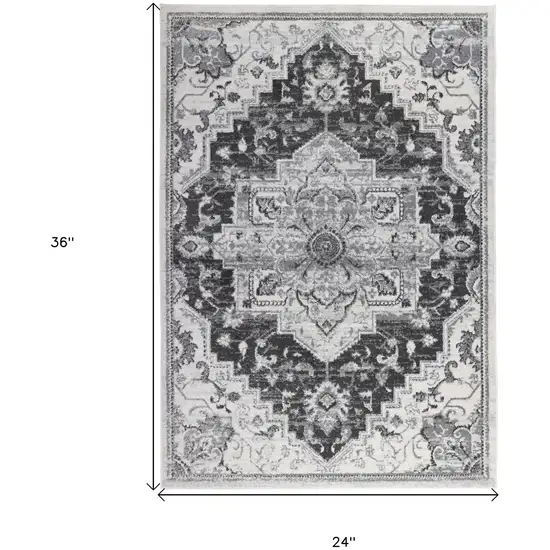 Gray Medallion Power Loom Area Rug Photo 6