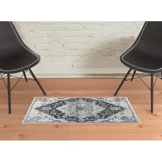 Gray Medallion Power Loom Area Rug Photo 2