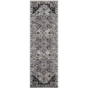 Photo of Gray Medallion Power Loom Runner Rug