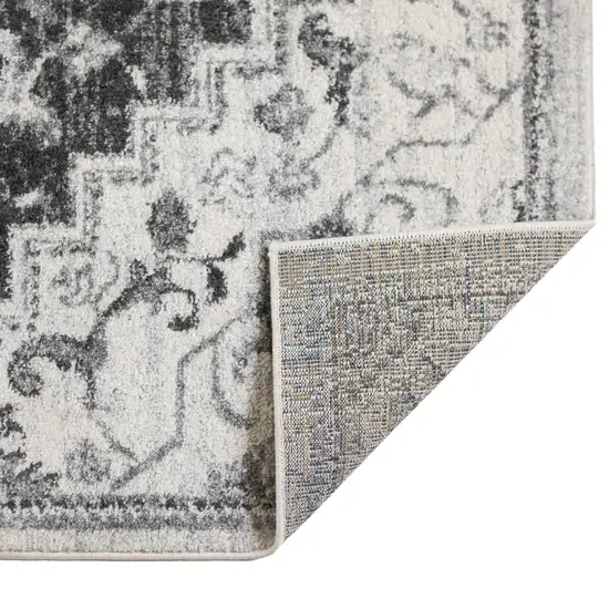 Gray Medallion Power Loom Runner Rug Photo 4