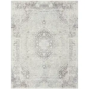 Photo of Gray Medallion Washable Non Skid Area Rug