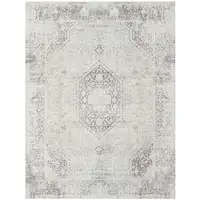 Photo of Gray Medallion Washable Non Skid Area Rug