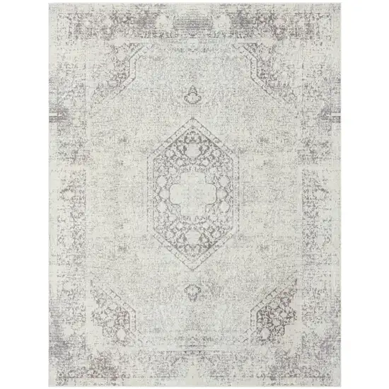 Gray Medallion Washable Non Skid Area Rug Photo 1