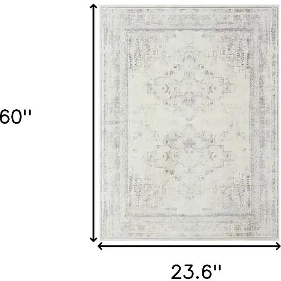 Gray Medallion Washable Non Skid Area Rug Photo 8