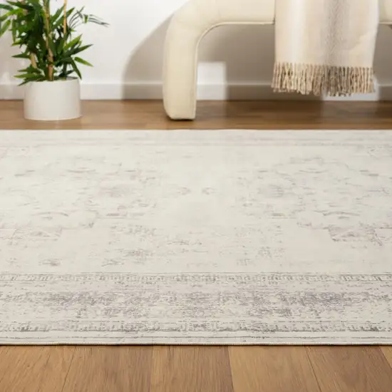 Gray Medallion Washable Non Skid Area Rug Photo 6