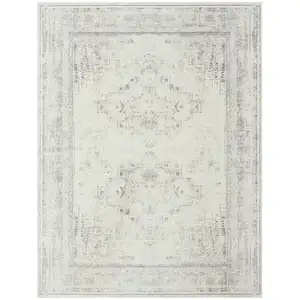 Photo of Gray Medallion Washable Non Skid Area Rug