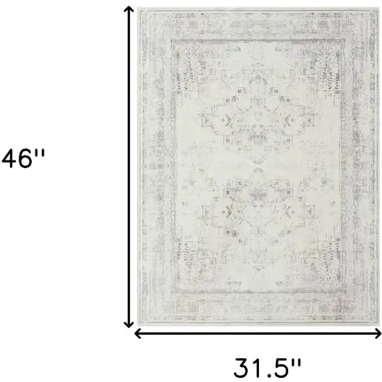 Gray Medallion Washable Non Skid Area Rug Photo 8