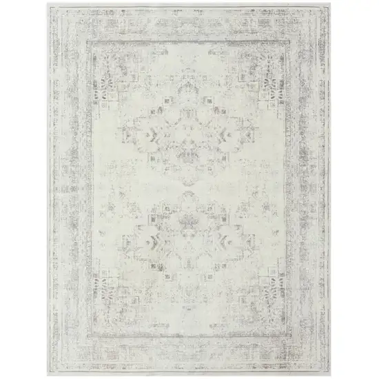 Gray Medallion Washable Non Skid Area Rug Photo 1