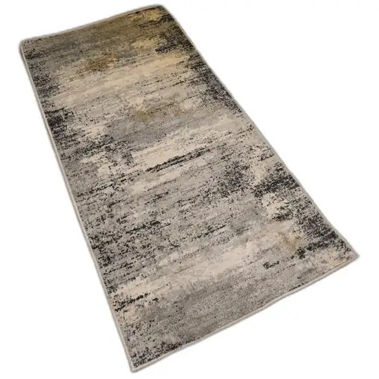 2' X 13' Gray Mod Distressed Strokes Runner Rug Photo 1