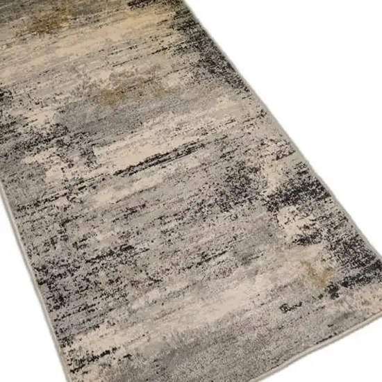 2' X 13' Gray Mod Distressed Strokes Runner Rug Photo 2