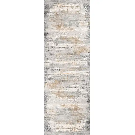 Gray Mod Distressed Strokes Runner Rug Photo 5