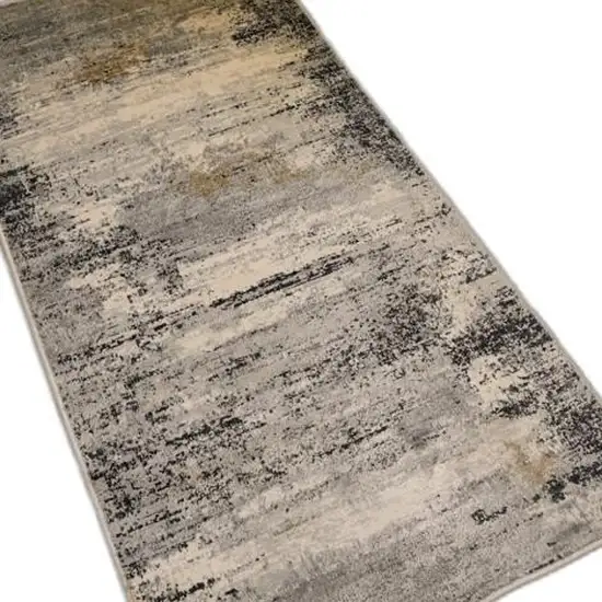 2' X 15' Gray Mod Distressed Strokes Runner Rug Photo 2