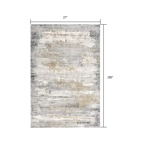 Gray Mod Distressed Strokes Runner Rug Photo 1