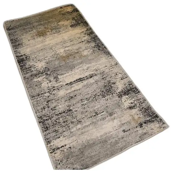 2' X 8' Gray Mod Distressed Strokes Runner Rug Photo 2