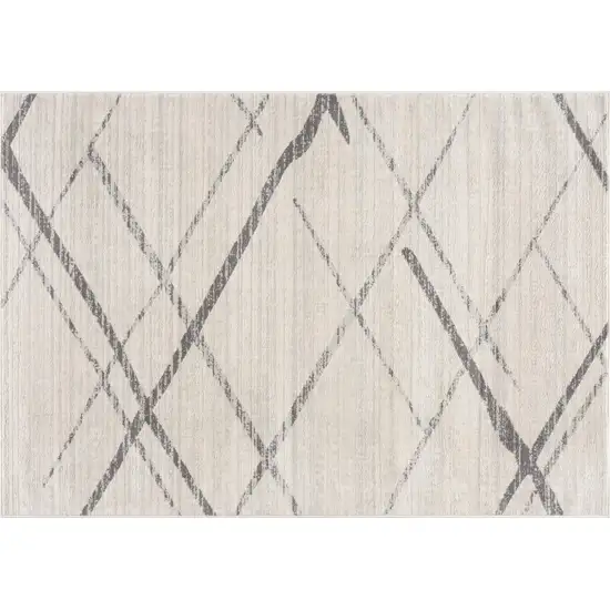 Gray and Ivory Geometric Area Rug Photo 3