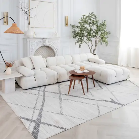 Gray and Ivory Geometric Area Rug Photo 1