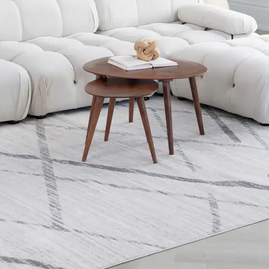 Gray and Ivory Geometric Area Rug Photo 3