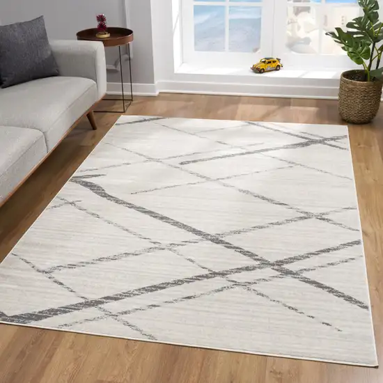 Gray and Ivory Geometric Area Rug Photo 4