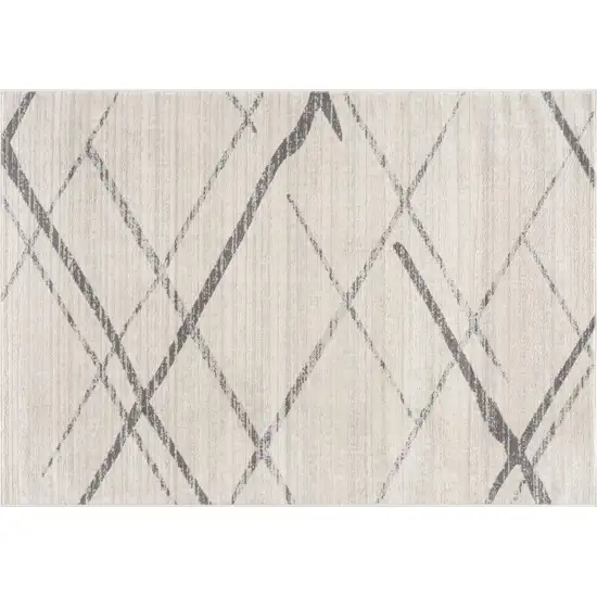 Gray and Ivory Geometric Area Rug Photo 4