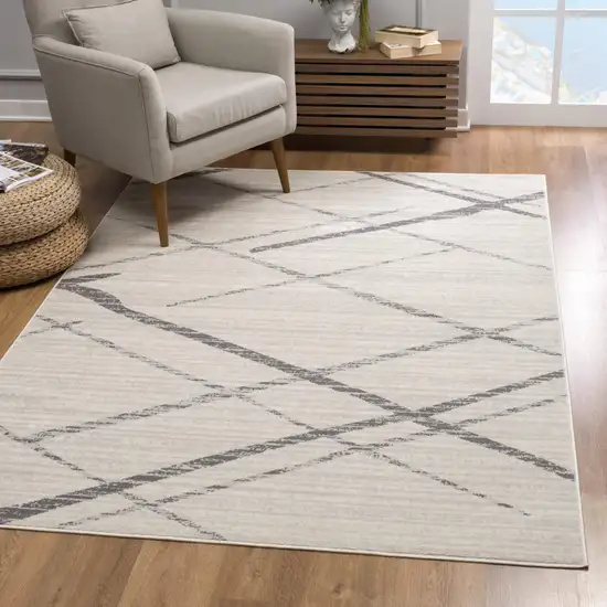 Gray and Ivory Geometric Area Rug Photo 9