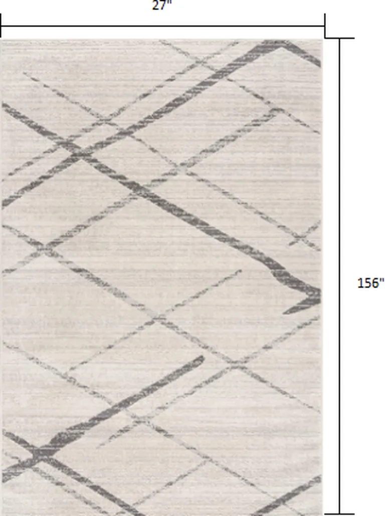 Gray Modern Abstract Pattern Runner Rug Photo 2