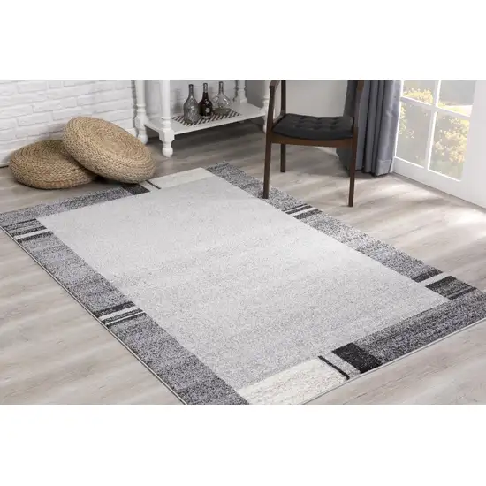 Gray Modern Bordered Area Rug Photo 7