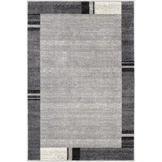 Gray Modern Bordered Area Rug Photo 4