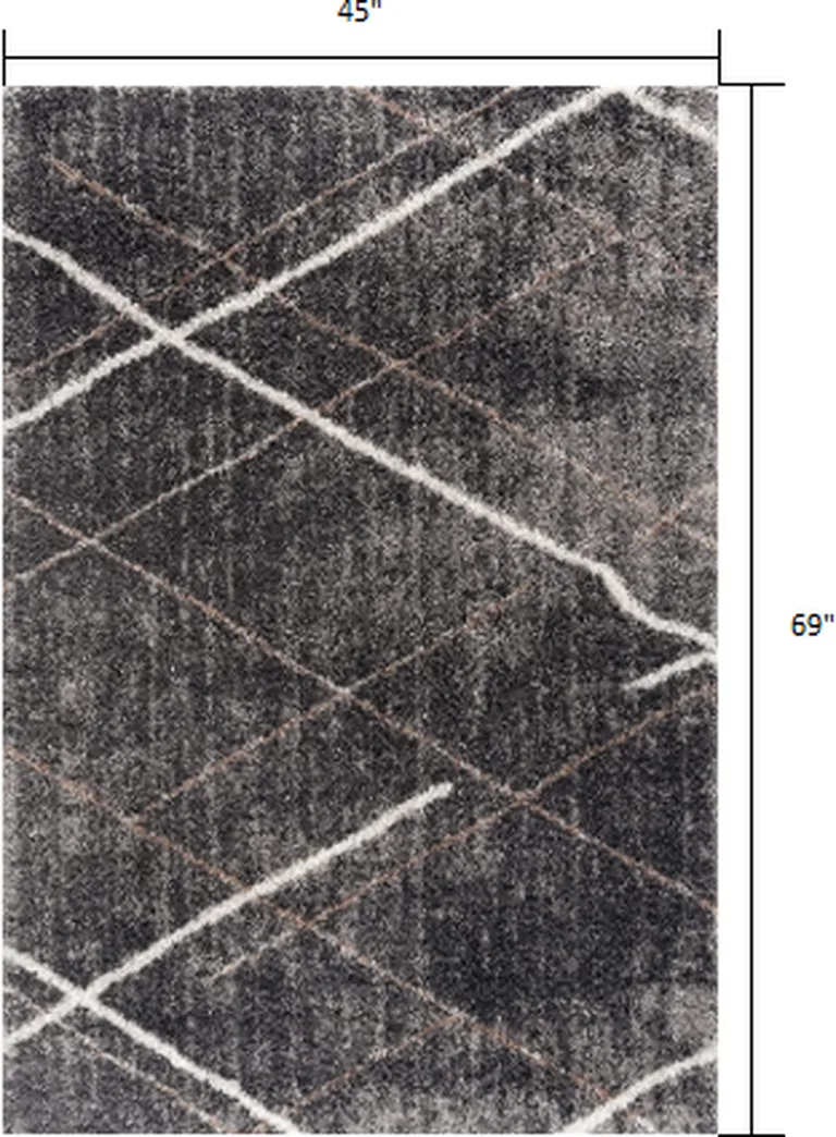 Gray Modern Distressed Lines Area Rug Photo 3