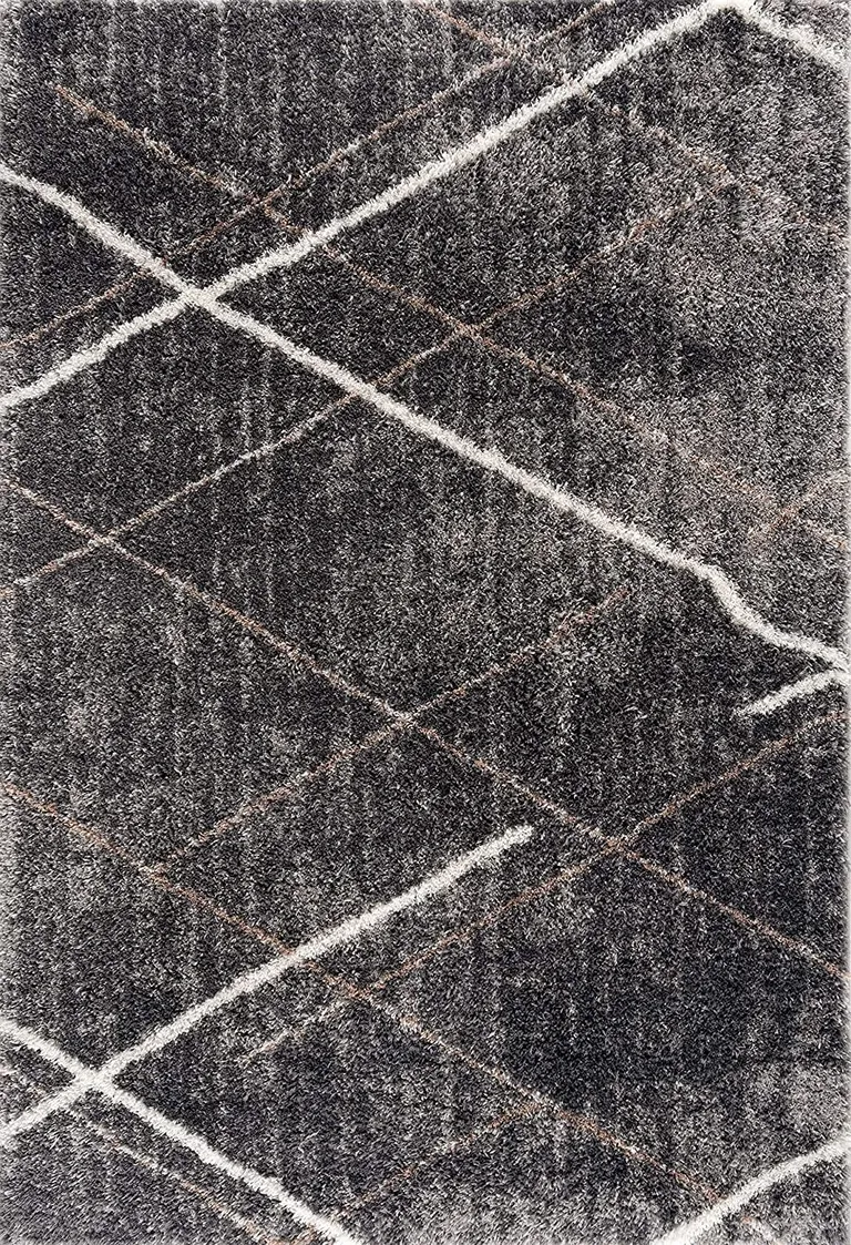 Gray Modern Distressed Lines Area Rug Photo 1