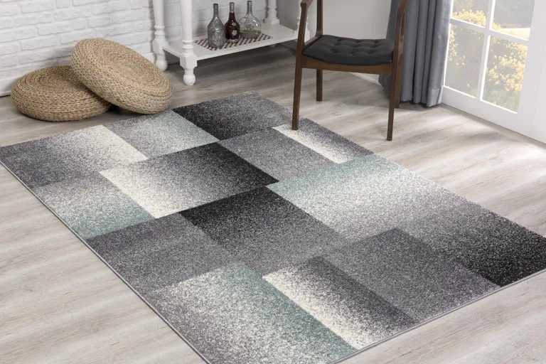 Gray Modern Geometric Area Rug Photo 5