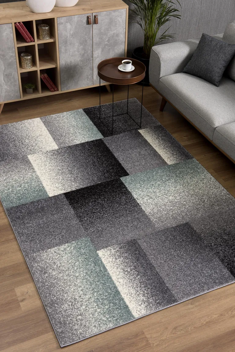 Gray Modern Geometric Area Rug Photo 3