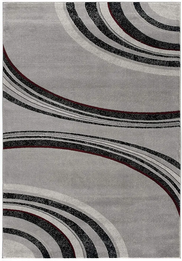 Gray Modern Geometric Runner Rug Photo 1