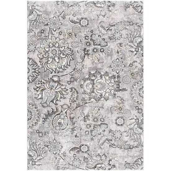 Gray Modern Jacobean Floral Area Rug Photo 1