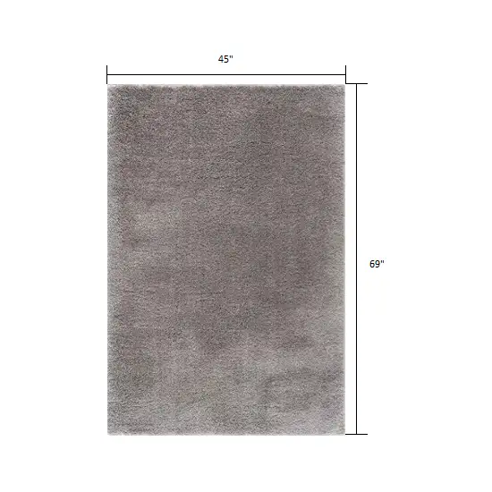 Gray Modern Solid Shag Area Rug Photo 3