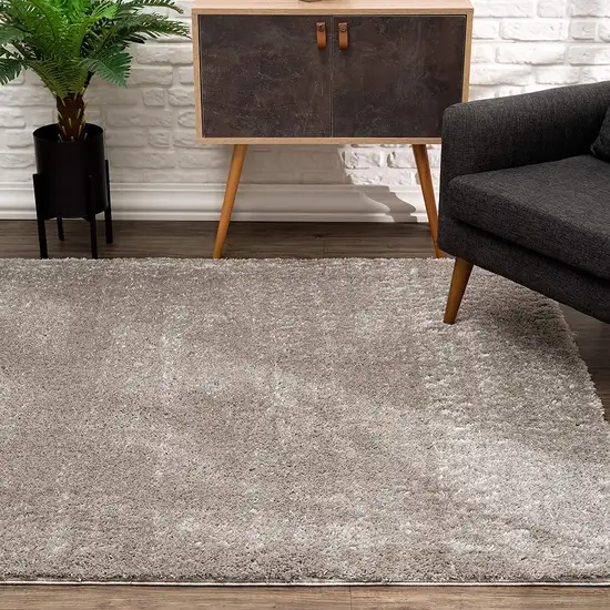 Gray Modern Solid Shag Area Rug Photo 6