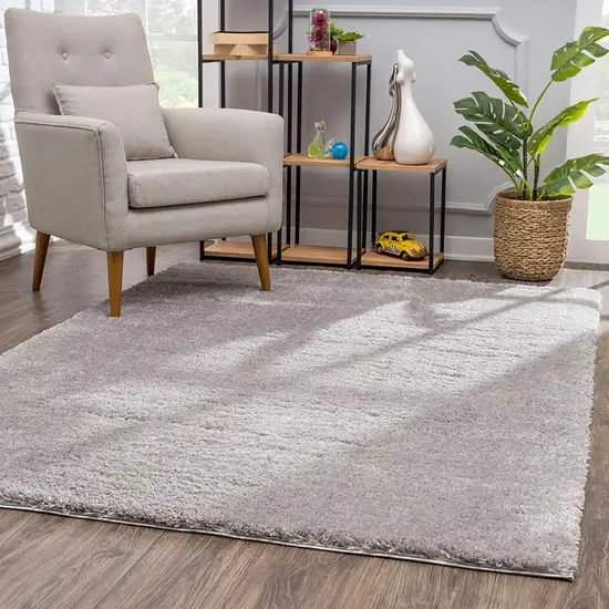 Gray Modern Solid Shag Area Rug Photo 5