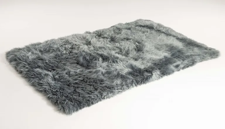 Gray Natural Rectangular Sheepskin Area Rug Photo 2