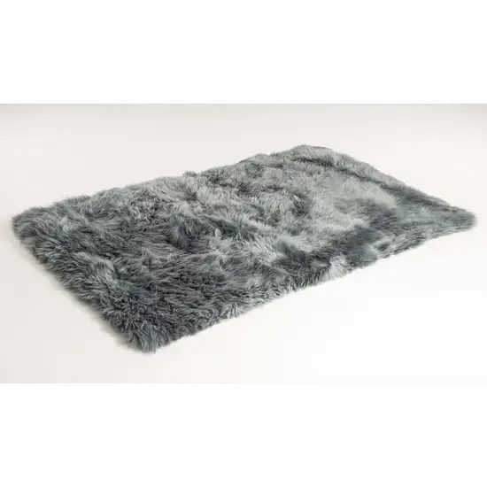 Gray Natural Rectangular Sheepskin Area Rug Photo 2