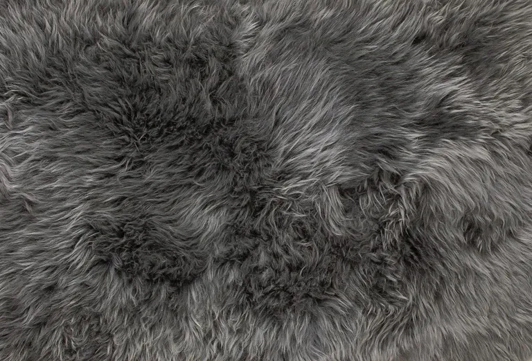 Gray Natural Rectangular Sheepskin Area Rug Photo 4