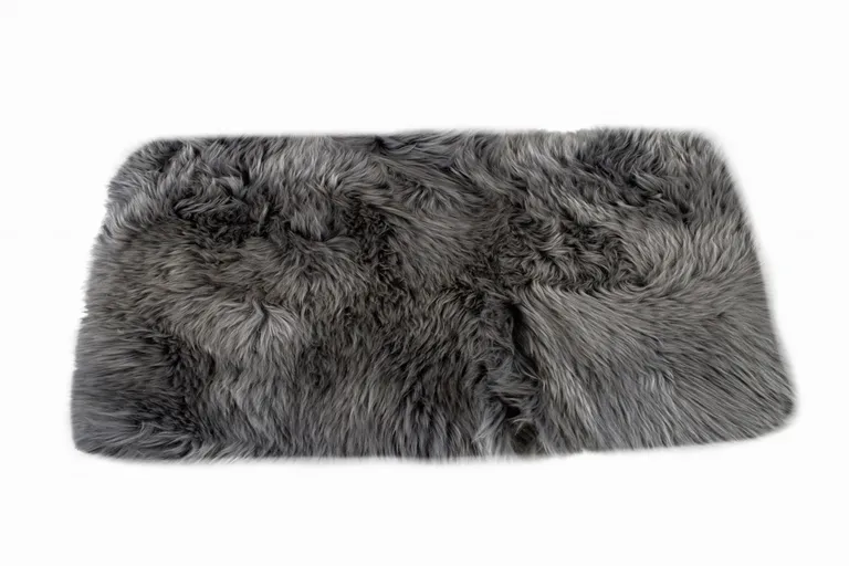 Gray Natural Rectangular Sheepskin Area Rug Photo 3