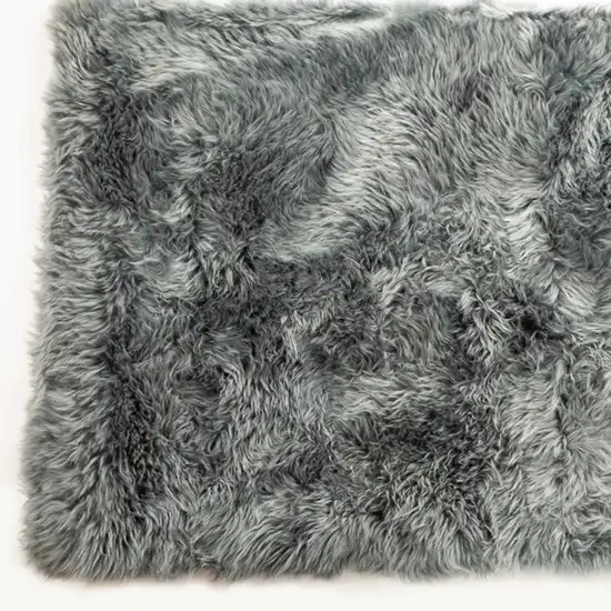 Gray Natural Rectangular Sheepskin Area Rug Photo 8