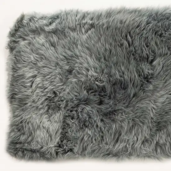 Gray Natural Rectangular Sheepskin Area Rug Photo 8