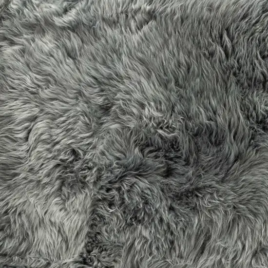 Gray Natural Rectangular Sheepskin Area Rug Photo 7