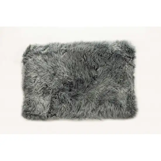 Gray Natural Rectangular Sheepskin Area Rug Photo 1