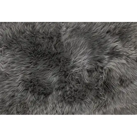 Gray Natural Rectangular Sheepskin Area Rug Photo 4