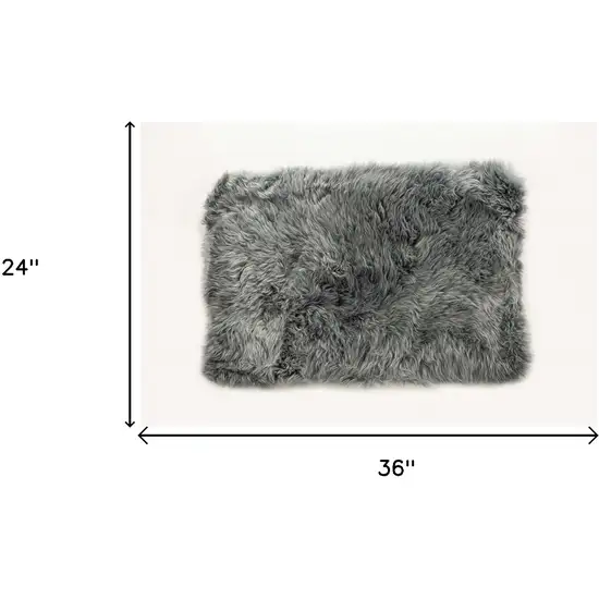 Gray Natural Rectangular Sheepskin Area Rug Photo 9